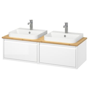ANGSJON/KATTEVIK, wash-stand/wash-basin/taps/high-gloss, 122x49x41 cm, 395.285.95