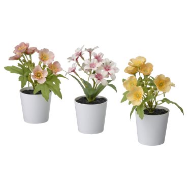 FEJKA, artificial potted plant with pot/in/outdoor flower mix/set of 3, 6 cm, 405.357.31