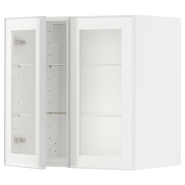 METOD, wall cabinet with shelves/2 glass doors, 60x60 cm, 494.905.54
