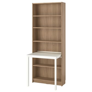 BILLY, bookcase with desk, 80x202 cm, 495.639.32