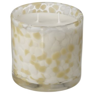 JÄMLIK, scented candle in glass/2 wicks/Vanilla, 50 hr, 505.943.48