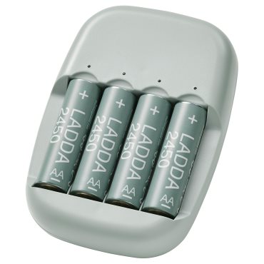STENKOL/LADDA, battery charger and 4 batteries, 594.196.37