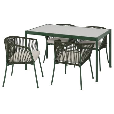 SEGERON, τραπέζι και 4 καρέκλες με μπράτσα/εξωτερικού χώρου, 147 cm, 594.948.44