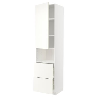 METOD/MAXIMERA, high cabinet for microwave with door/2 drawers, 60x60x240 cm, 595.074.60