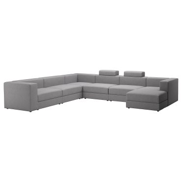 JATTEBO, καναπές σε σχήμα Π 7 θέσεων με σεζλόνγκ/δεξιά με προσκέφαλα, 595.106.17