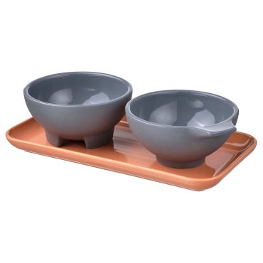 OMSESIDIG, tray with 2 bowls, 605.500.23