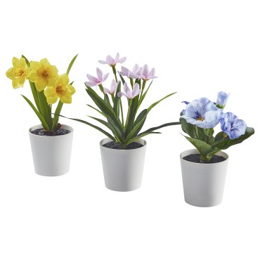 FEJKA, artifi potted plant with pot in/outdoor/flower/set of 3, 6 cm, 605.931.93