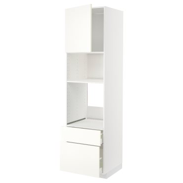 METOD/MAXIMERA, high cabinet for oven/microwave with door/2 drawers, 60x60x220 cm, 695.070.54