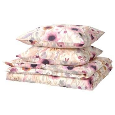 LÖNNHÖSTMAL, duvet cover and 2 pillowcases/floral pattern, 240x220/50x60 cm, 805.470.20