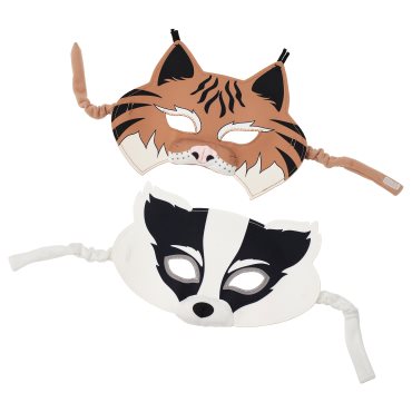 SKOGSDUVA, mask/badger/lynx, set of 2, 805.786.72