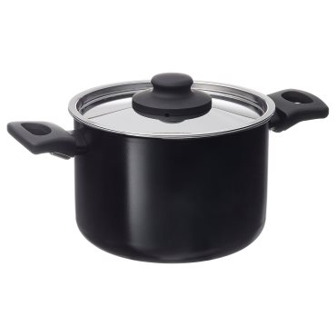 HEMLAGAD, pot with lid non-stick coating, 3 l, 805.809.05