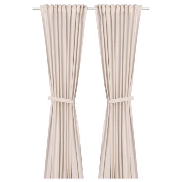 LENDA, curtains with heading tape and tie-backs/1 pair, 140x165 cm, 806.331.07