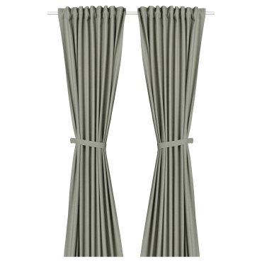 LENDA, curtains with heading tape and tie-backs/1 pair, 140x165 cm, 806.333.05