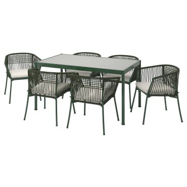 SEGERON, τραπέζι/6 καρέκλες με μπράτσα/εξωτερικού χώρου, 147 cm, 894.948.47