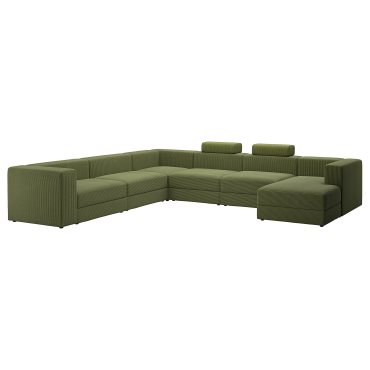 JATTEBO, καναπές σε σχήμα Π 7 θέσεων με σεζλόνγκ/δεξιά με προσκέφαλα, 895.106.06
