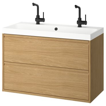 ANGSJON/BACKSJON, wash-stand with drawers/wash-basin/taps, 100x48x69 cm, 895.213.13
