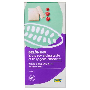 BELONING, white chocolate tablet with raspberry Rainforest Alliance Certified, 100 g, 905.241.84