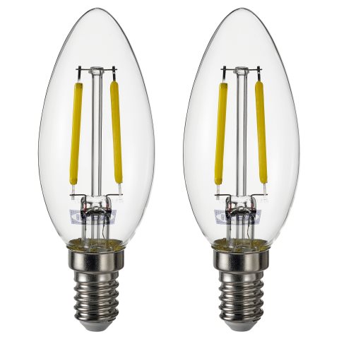 SOLHETTA, LED bulb E14 250 lumen/2 pack, 2700 K, 005.914.27
