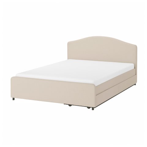 HAUGA, upholstered bed/2 storage boxes, 140X200 cm, 793.366.41 - IKEA Greece HAUGA, upholstered bed/2 storage boxes, 140X200 cm, 793.366.41