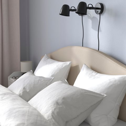 HAUGA, upholstered bed/2 storage boxes, 140X200 cm, 793.366.41 - IKEA Greece HAUGA, upholstered bed/2 storage boxes, 140X200 cm, 793.366.41