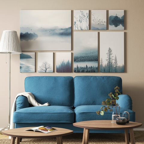 GRONBY, picture blue landscape, set of 9, 804.369.46 - IKEA Greece GRONBY, picture blue landscape, set of 9, 804.369.46
