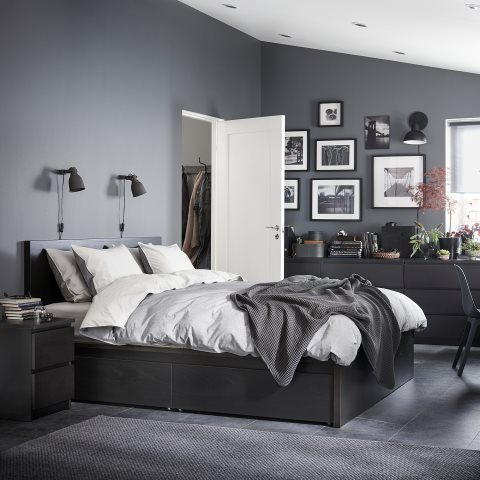 MALM, bed frame/high with 4 storage boxes, 180X200 cm, 990.192.27 - IKEA Greece MALM, bed frame/high with 4 storage boxes, 180X200 cm, 990.192.27