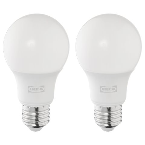 SOLHETTA, LED bulb E27 806 lumen dimmable/globe, 2 pack, 204.986.40