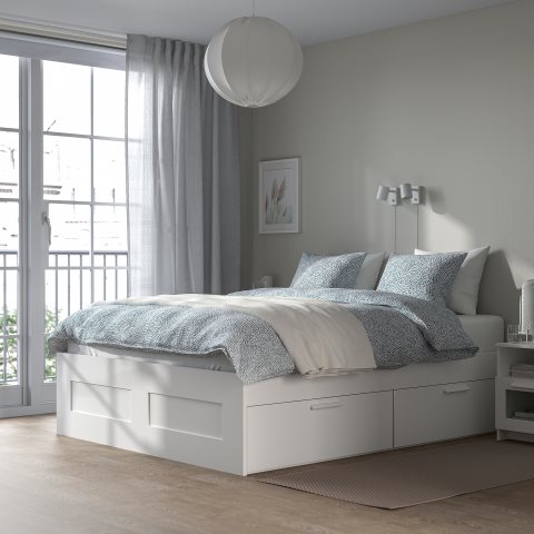 BRIMNES, bed frame with storage, 160X200 cm, 399.029.37 - IKEA Greece BRIMNES, bed frame with storage, 160X200 cm, 399.029.37