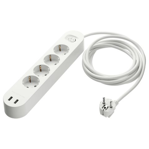 KOPPLA, 4-way socket with 2 USB ports, 902.808.26