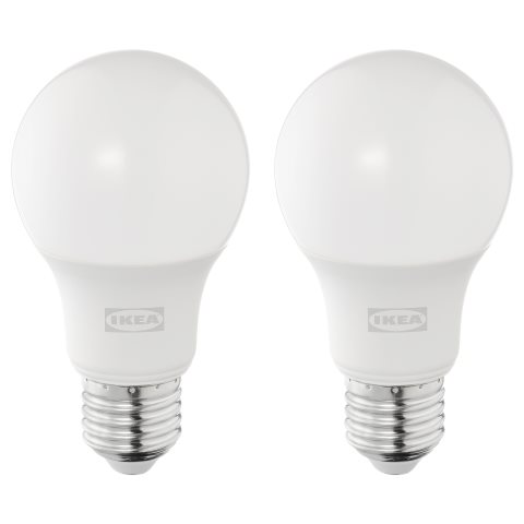 SOLHETTA, LED bulb E27 470 lumen/globe opal, 2 pack, 605.641.38