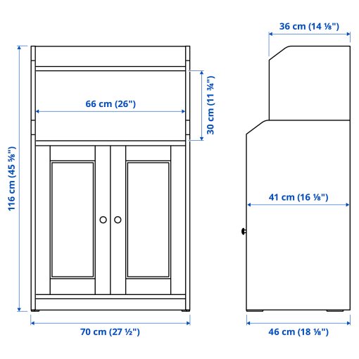 HAUGA, cabinet with 2 doors, 70x116 cm, 004.150.52