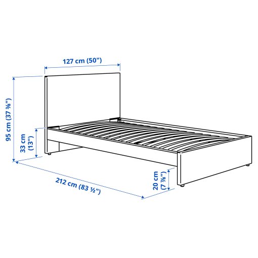 GLADSTAD, upholstered bed frame, 120x200 cm, 004.904.47
