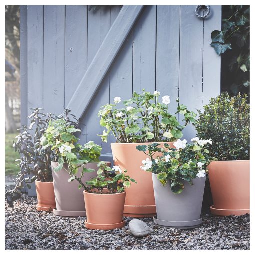 KLARBÄR, plant pot with saucer/in/outdoor, 19 cm, 005.108.22