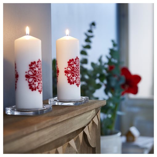 VINTERFINT, unscented pillar candle/floral pattern, 70 hr, 005.257.05