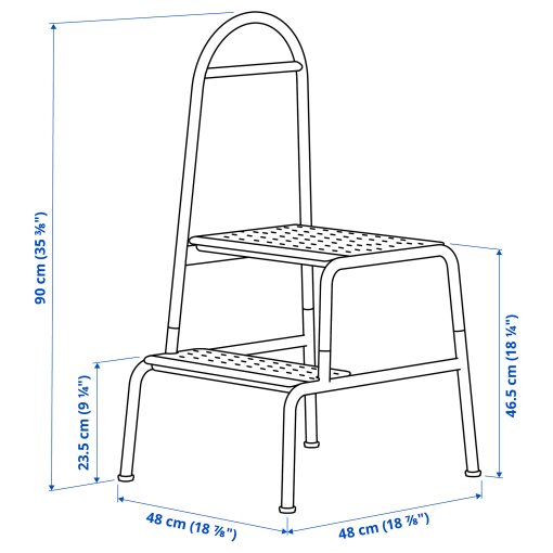 BÄSINGEN, step stool with handrail, 2-steps, 005.573.67