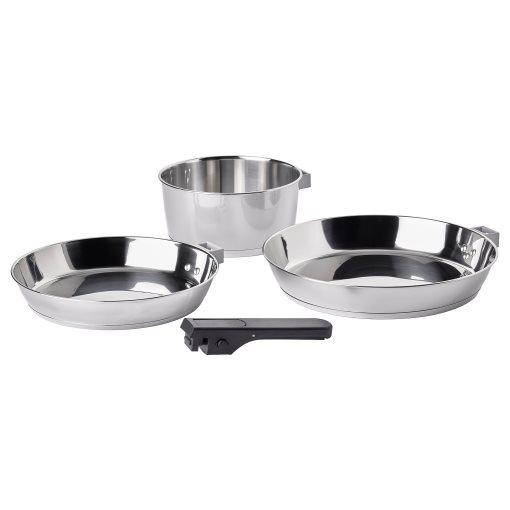 SLATROCKA, 4-piece cookware kit with detachable handle, 005.605.86