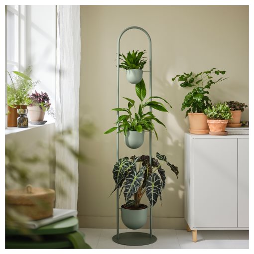 DAKSJUS, plant stand with 3 plant pots/in/outdoor, 005.670.26