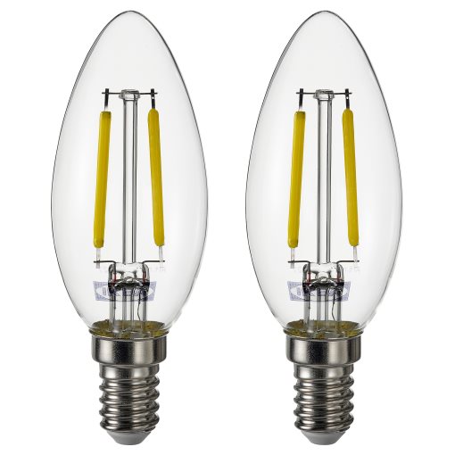 SOLHETTA, LED bulb E14 250 lumen/2 pack, 2700 K, 005.914.27