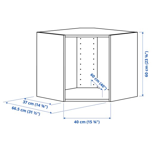METOD, σκελετός γωνιακού ντουλαπιού τοίχου, 68x37x60 cm, 005.916.82