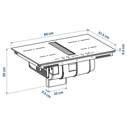 TÄCKNAN, induction hob/integrated extractor/IKEA 300, 80 cm, 006.072.87