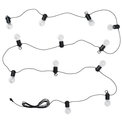 SVARTRÅ, lighting chain with built in LED light source/12 bulbs/outdoor, 006.105.86