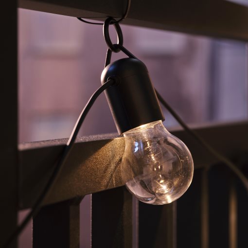 SVARTRÅ, lighting chain with built in LED light source/12 bulbs/outdoor, 006.105.86