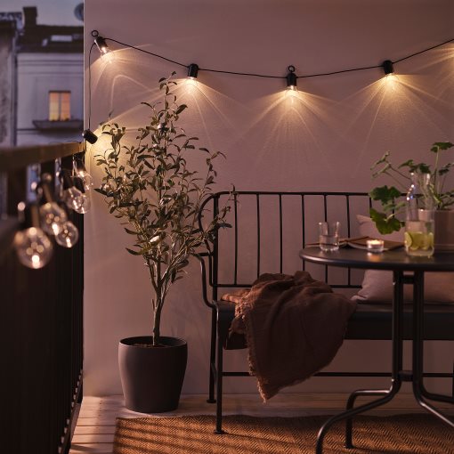 SVARTRÅ, lighting chain with built in LED light source/12 bulbs/outdoor, 006.105.86