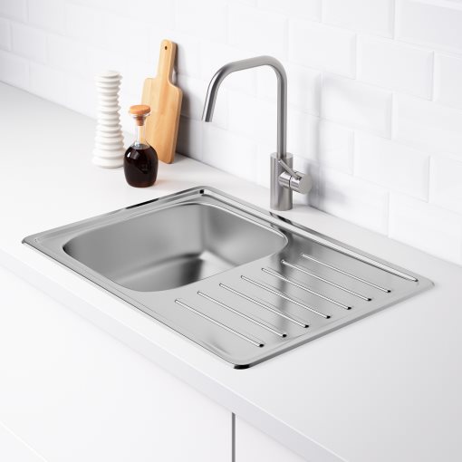 FYNDIG, inset sink 1 bowl with drainboard, 70x50 cm, 091.581.85
