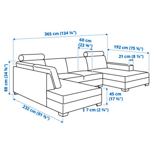 SÖRVALLEN, corner sofa 4-seat with chaise longue/right, 093.041.44