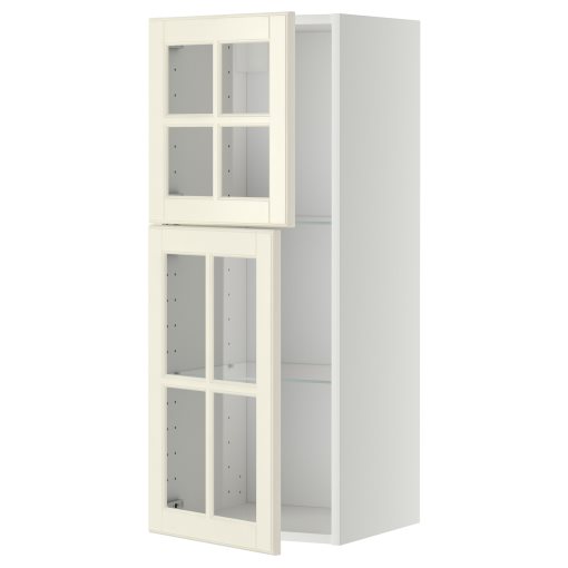 METOD, wall cabinet with shelves/2 glass doors, 40x100 cm, 093.949.84