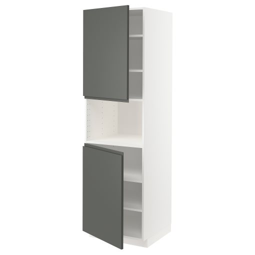 METOD, high cabinet for microwave with 2 doors/shelves, 60x60x200 cm, 094.657.35