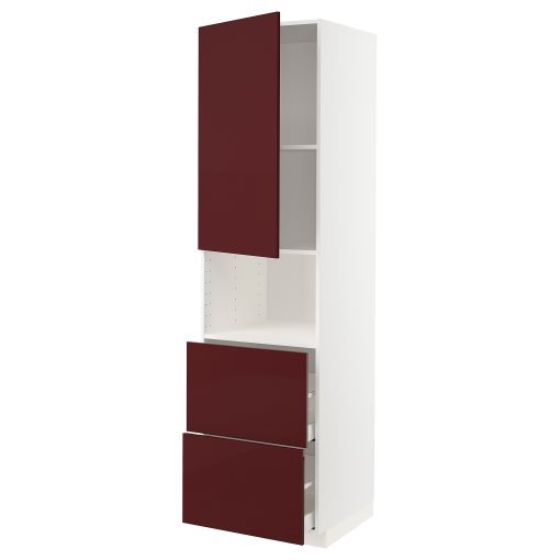 METOD/MAXIMERA, ψηλό ντουλάπι για φούρνο μικρoκυμάτων με πόρτα/2 συρτάρια, 60x60x220 cm, 094.667.87