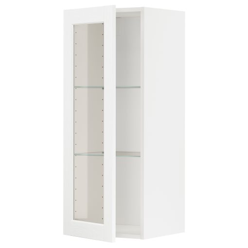 METOD, wall cabinet with shelves/glass door, 40x100 cm, 094.734.72
