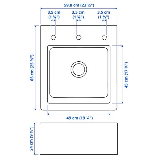 TALLSJÖN, sink bowl with visible front, 60x65 cm, 094.913.48